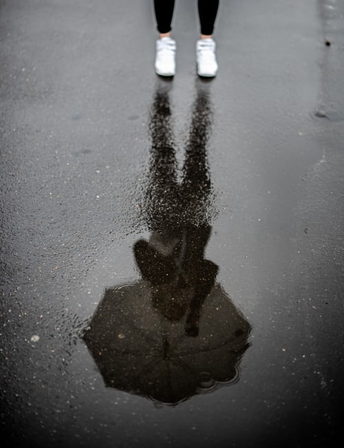 reflection in puddle