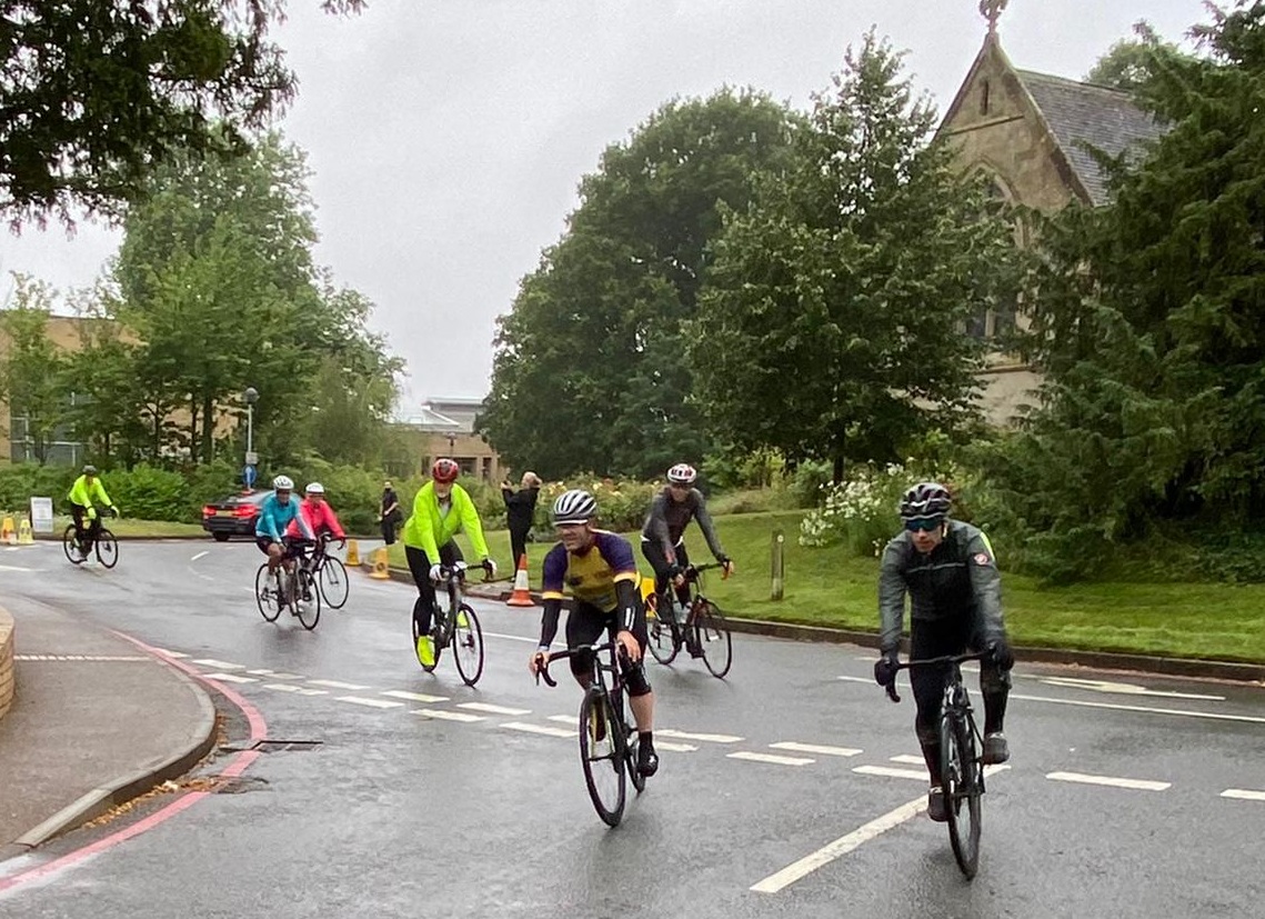 Riders depart West Mercia Police headquarters at Hindlip on the UK Police Unity Tour