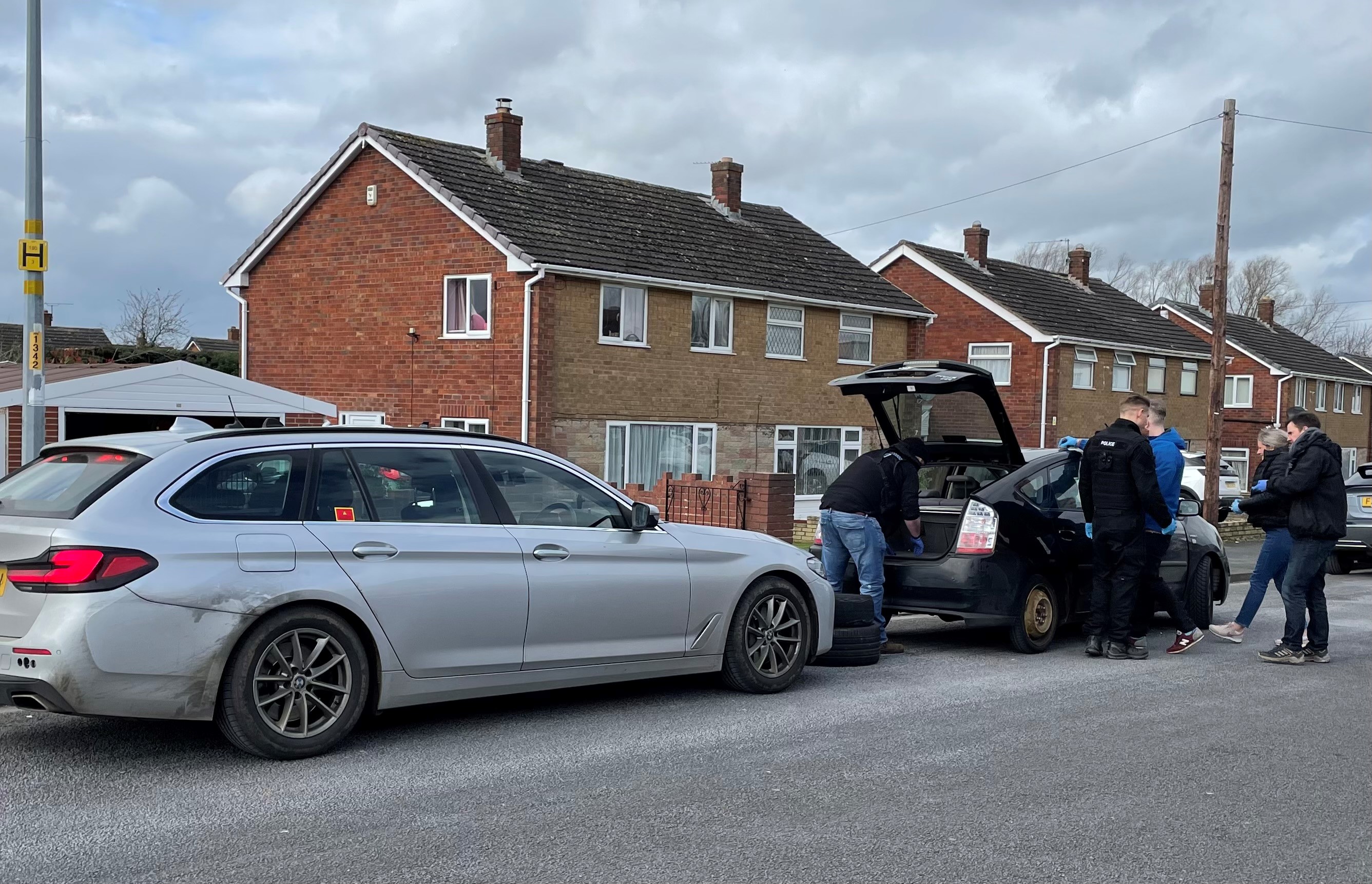County lines, car being searched 