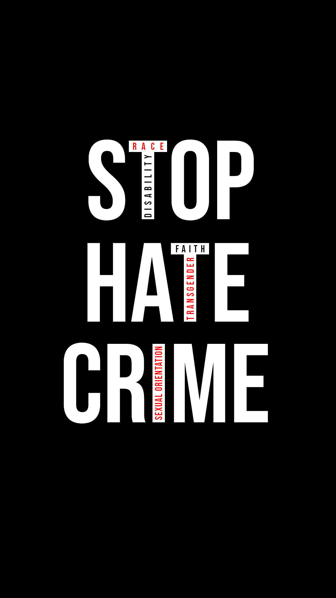 Black background with stop hate crime text