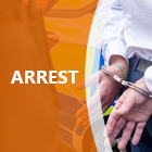 back of a man in handcuffs with an orange overlay and the word arrest