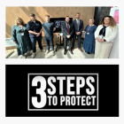 Picture shows from left to right: Helen Holmes, Course Leader, BA Hons Digital Media at University of Worcester, Jacob Sanders and Aaron Bell, Digital Media students, Detective Sergeant Will Horton, Detective Chief Inspector Tony Garner, West Mercia Police, Rachel Ammonds, Head of Digital Media Department at University of Worcester and Assistant Police and Crime Commissioner, Nicola Lowery.
