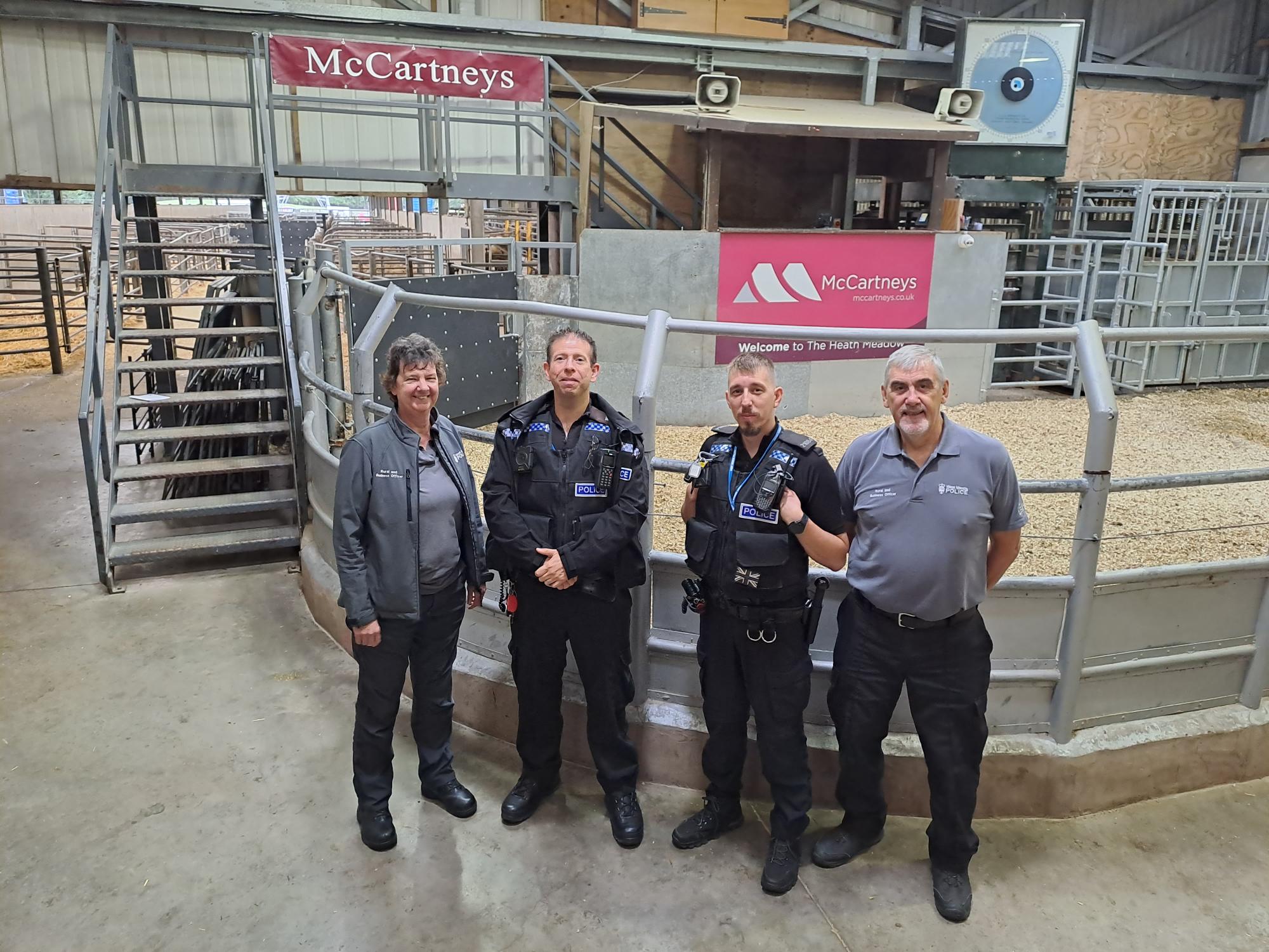 Officers from our Rural Crime teams have been meeting farmers and highlighting the work we do with partners in the agricultural community today (Wednesday 20 September). West Mercia Police Rural and Business Officers (RABOs) attended livestock markets in Worcestershire and Shropshire to speak to traders about crime prevention methods available and to offer advice. Attending the busy sales day at Worcester Livestock Market were PC Mike Roberts and RABO Sarah Sceats from the North Worcestershire Problem Solving Hub, and PC Steven Chance and RABO Mick Simpson from the South Worcestershire Problem Solving Hub. They were joined by officers from Worcestershire Trading Standards and a vet from the Animal & Plant Health Agency who were on hand to support farmers at the event. Mick Simpson, Rural and Business Officer for South Worcestershire, said: “This was one of our regular visits to the market which are a great opportunity for us to speak to farmers and offer crime prevention advice. “Theft of livestock and farm machinery have a big impact on farmers’ livelihoods, but we recognise they are busy working their land, so we hope by us coming to them it was an opportunity to drop by our stand and chat to us about any concerns they have. “We were also signing them up to our watch schemes and Smartwater systems while they were here.” In Oswestry, PC Phil Nock and Rural and Business Crime Officer Graham Donaldson were on hand to speak to farmers and traders about how they can best protect their farming equipment, as well as signing them up to Smartwater. PC Nock said: "Attending these types of events on a regular basis allows us to build good working relationships with local farmers, and it builds their trust in us in knowing they have a dedicated team to helping with rural and business type crimes.   "Today we were able to speak to a number of Shropshire based farmers, and as a result managed to sign a number of them up to Smartwater."  •	There are many useful ways to protect your property, land, and livestock from rural crime. For more information visit  Rural crime prevention | West Mercia Police . •	A good way to stay in touch with what’s going on in your community is to sign up to Neighbourhood Matters via our website Neighbourhood Matters | West Mercia Police . •	You could also join one of our Watch schemes at Watch schemes | West Mercia Police to find out ways to protect your home, business and the local community. JI & RJ, Corporate Communications
