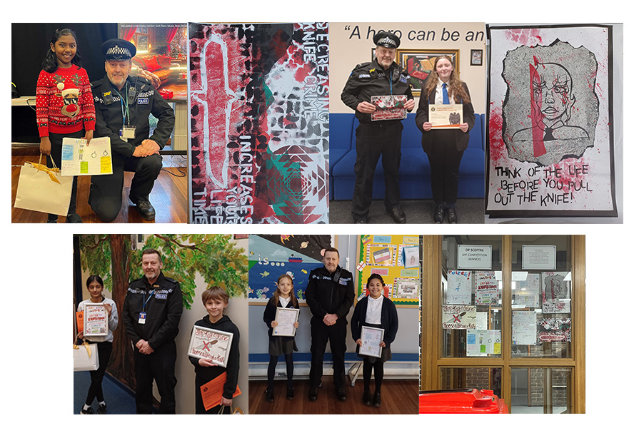 Collage pictures of knife crime posters competition winners