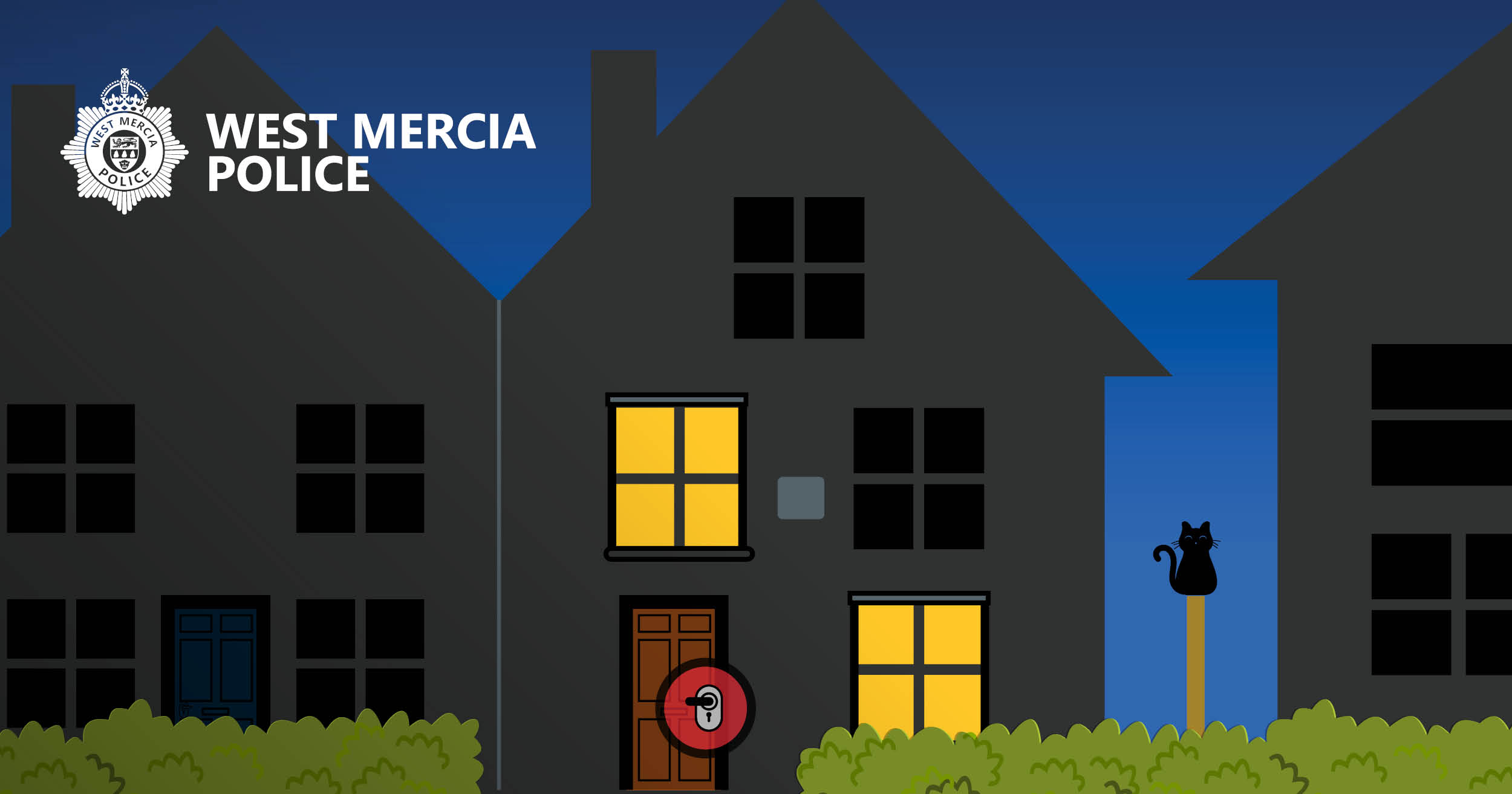 Darker nights - a picture of a house at night with lock on door