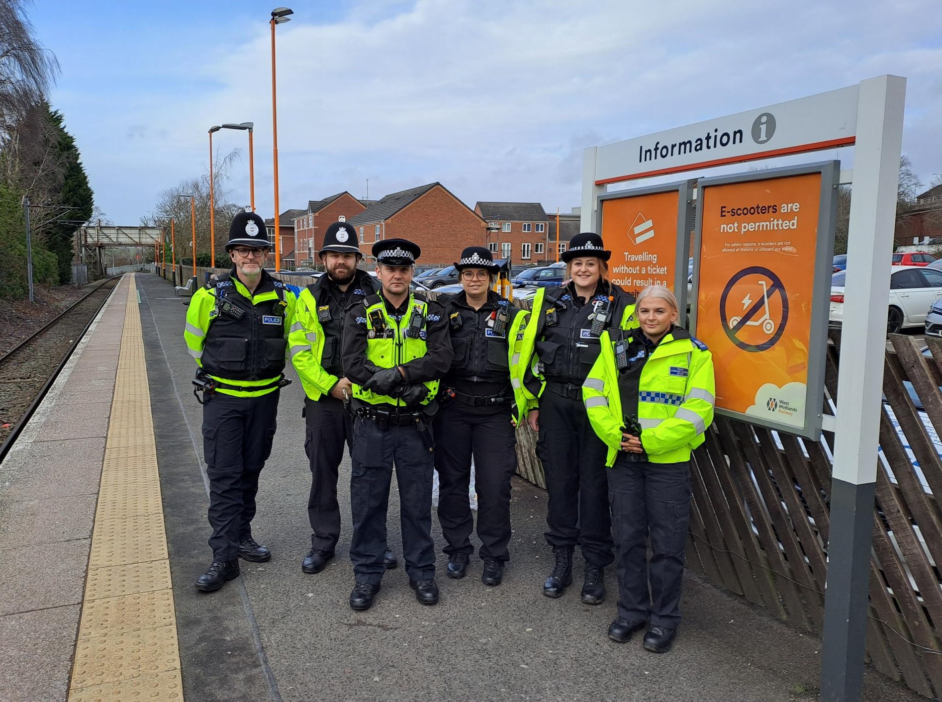 Redditch police officers at the town's railway station