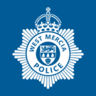 White West Mercia Police logo on a dark blue background