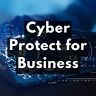 A keyboard with text overlay that says Cyber Protect for Business
