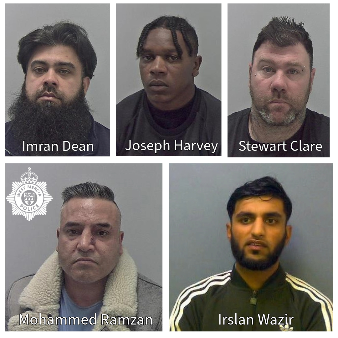custody image of the five sentenced. 