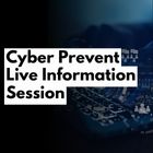 A person on the laptop, the wording is Cyber Prevent Live Information Session