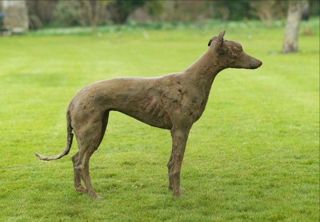 Bronze dog statue