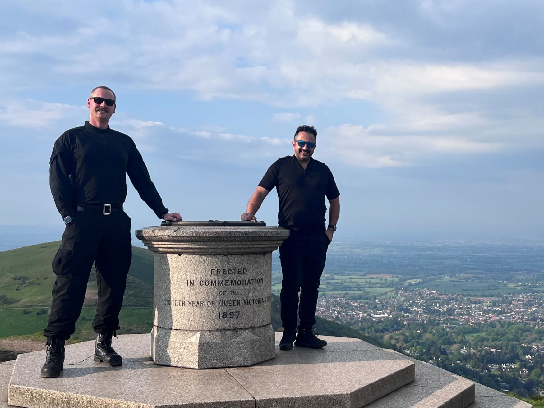 Officers at the Malvern Hills ahead of their charity trek