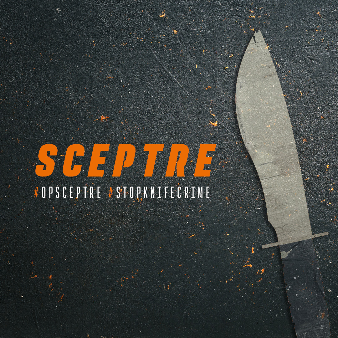 Sceptre title with a knife on the side
