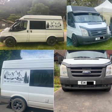 stolen camper van - white ford transit with black roof cab