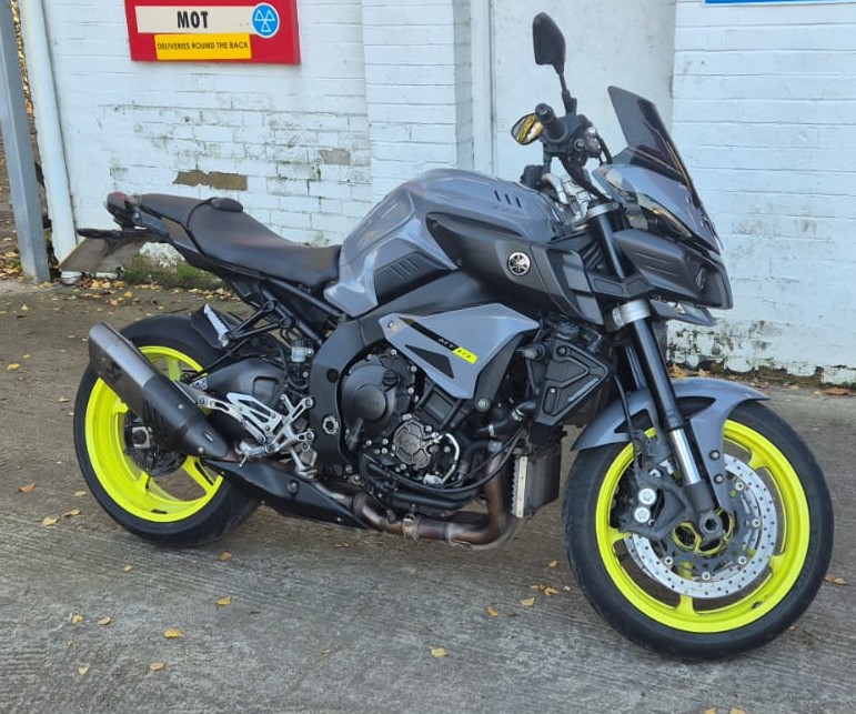 Grey motorbike. 