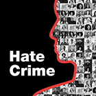 Stop hate crime poster in red and black. 