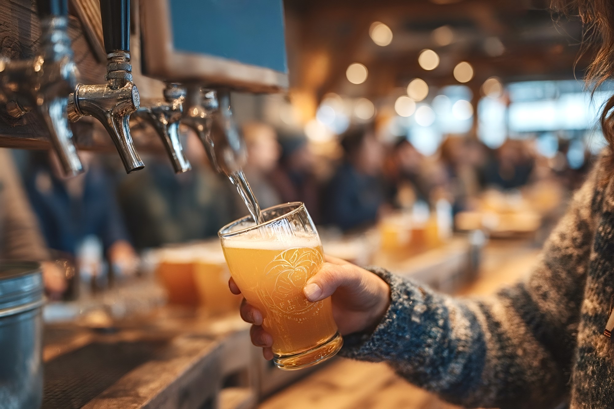 A drink being poured at a bar