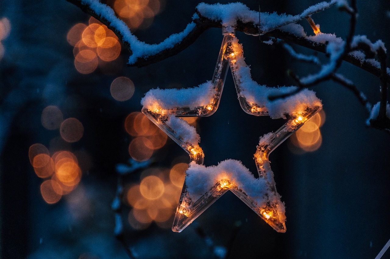 Christmas light shaped like a star. 