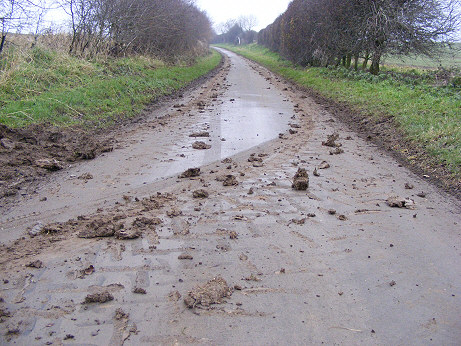 Mud on road