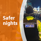 Safer nights picture of rear of police officer in helmet