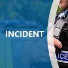 'incident' text with officer talking on radio