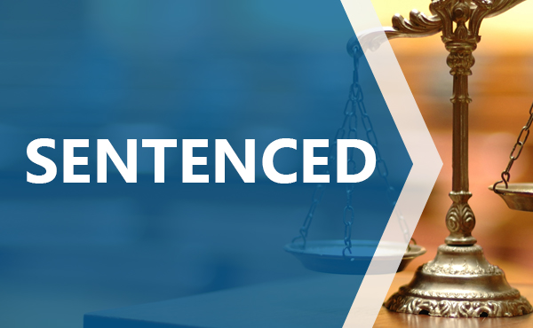 Sentenced with graphic of scales of justice