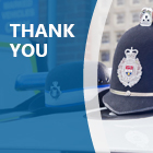 thank you text with police hats on car
