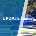 Police car lights, flashing blue. 