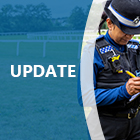 'update' text with officer taking notes